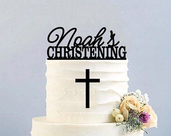 Christening cake topper Baptism Cake Topper Cake Topper Cross cake topper First communion cake topper Gold cake topper God Bless Name