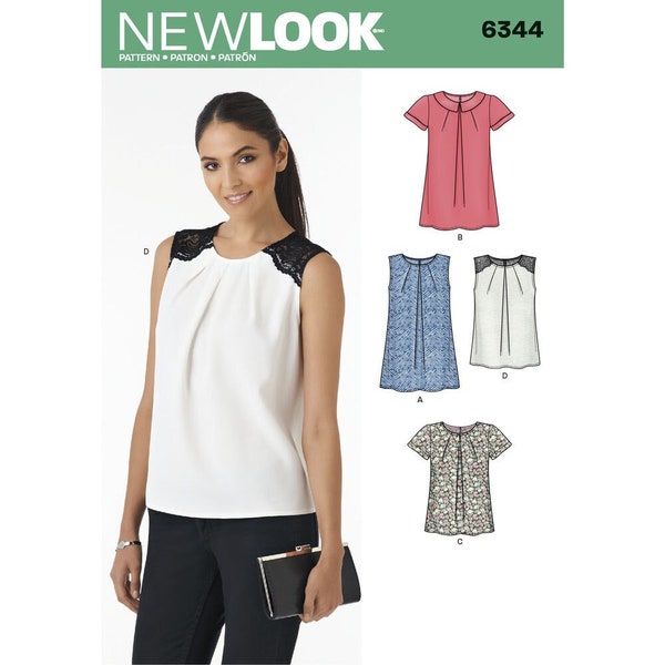New 2020's Adult NEW LOOK Sewing Pattern 6344 Misses Plus Ladies Women Loose Tunic, Top Size 8-10-12-14-16-18-20  Uncut