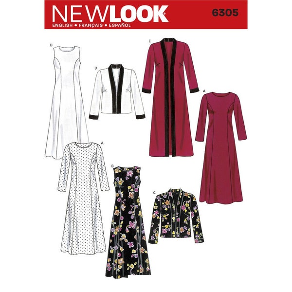 Nouveau modèle de couture adulte NEW LOOK pour adulte 2020 6305 Misses Plus femme robes, vestes, manteaux tailles 10-12-14-16-18-20-22 non-coupe