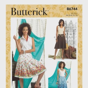 Novo molde de costura BUTTERICK para adultos 6744 Misses Women&#39;s Ladies Plus Skirt Tamanhos 6-8-10-12 SEM USO