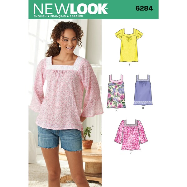 New Adult NEW LOOK Sewing Pattern 6284 Misses Women Ladies Tunic, Top Size 10-12-14-16-18-20-22  Uncut