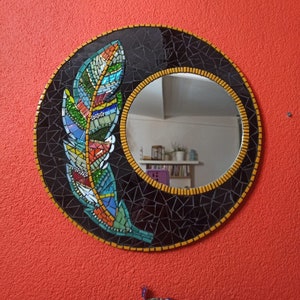 Feather model mosaic mirror, wall mirror,