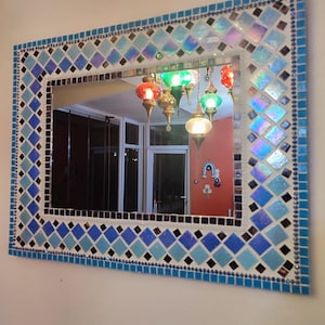 Mosaic mirror ,blue Mosaic mirror