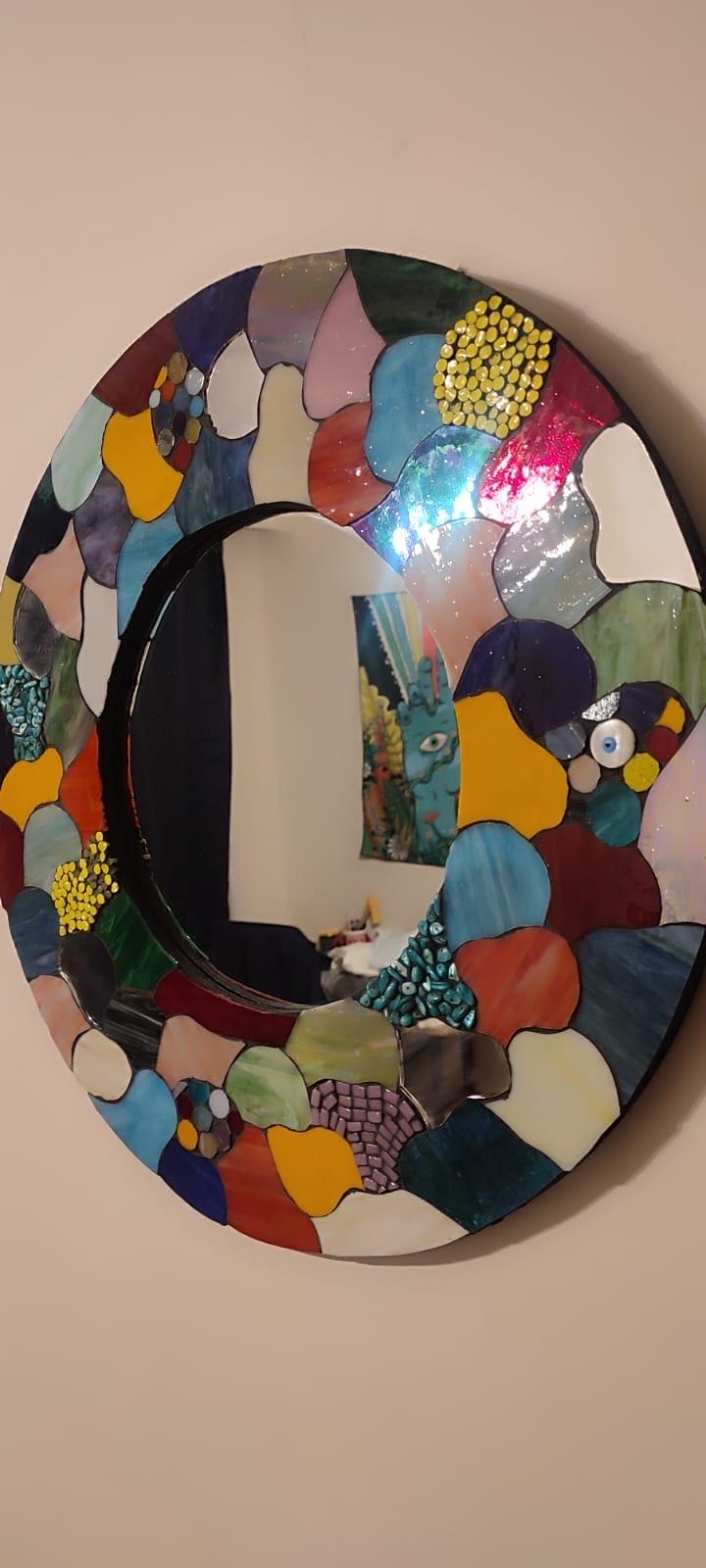 Mosaic mirror. Mirror. circular mirror