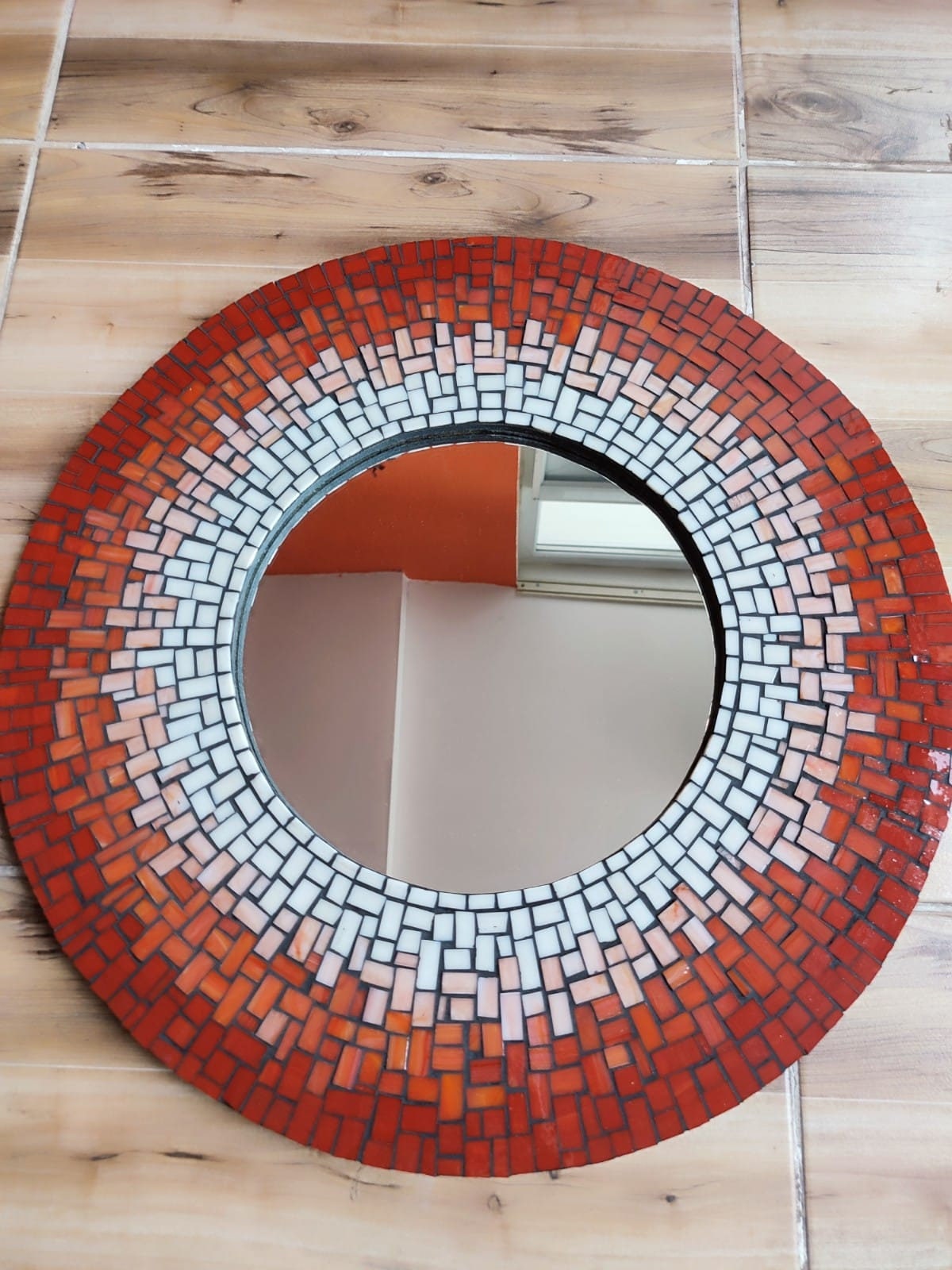 Round Mosaic Mirror Mosaic Mirror Orange Red - Etsy