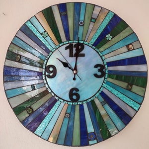 Blue Glass Mosaic Clock, Handmade Wall Decor - Etsy