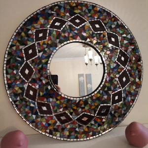 Mosaik, Spiegelwanddekor, Badezimmermosaikspiegel, neues Hauptgeschenk, 23 Zoll