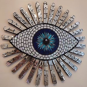 Evil eye mosaic wall decor, Round amulet Personalized gift