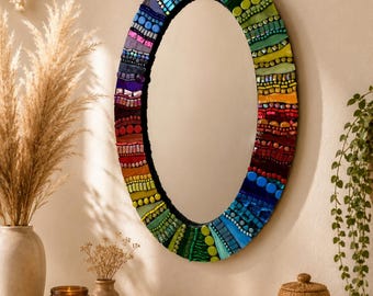 Colorful mosaic mirror wall decor hand made living room