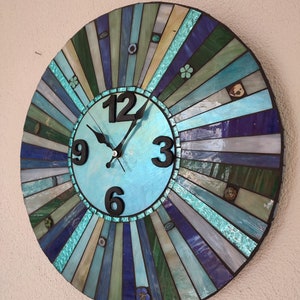 Blue Glass Mosaic Clock, Handmade Wall Decor - Etsy