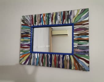 Square mosaic mirror, small mosaic mirror, colorful mosaic mirror