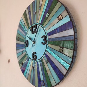 Blue Glass Mosaic Clock, Handmade Wall Decor - Etsy