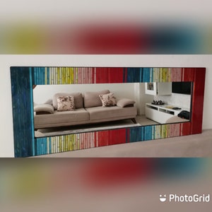 Large mosaic mirror , red, yellow, orange mirror
