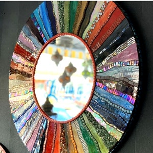 Round Mosaic Mirror-Rainbow Mosaic Mirror -Mosaic Design-Wall Decoration Mosaic Mirror-Wall Mirror-Style Mirror