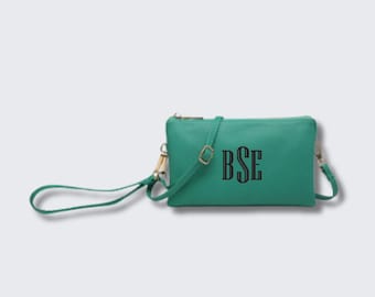 Monogram Purse, Crossbody Monogrammed Purse, Personalized Purse, Monogram Bag, Monogram Wristlet, Personalized Bag, Monogram Crossbody Purse