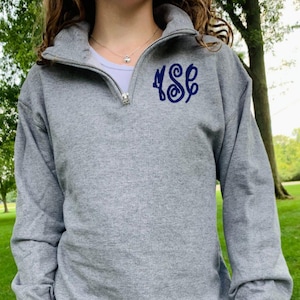 Quarter Zip Sweatshirt, Monogram Sweatshirt, Monogram Quarter Zip, Monogram Pullover, Unisex Monogrammed Sweatshirt, Game Day Monogram