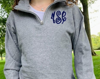 Quarter Zip Sweatshirt, Monogram Sweatshirt, Monogram Quarter Zip, Monogram Pullover, Unisex Monogrammed Sweatshirt, Game Day Monogram