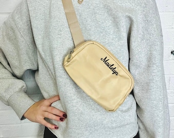 Monogrammed Belt Bag, Personalized Crossbody Purse, Monogram Waist Pouch, Travel Crossbody Bag, Womens Sling Bag, Bridesmaid Bag, Bridal Bag