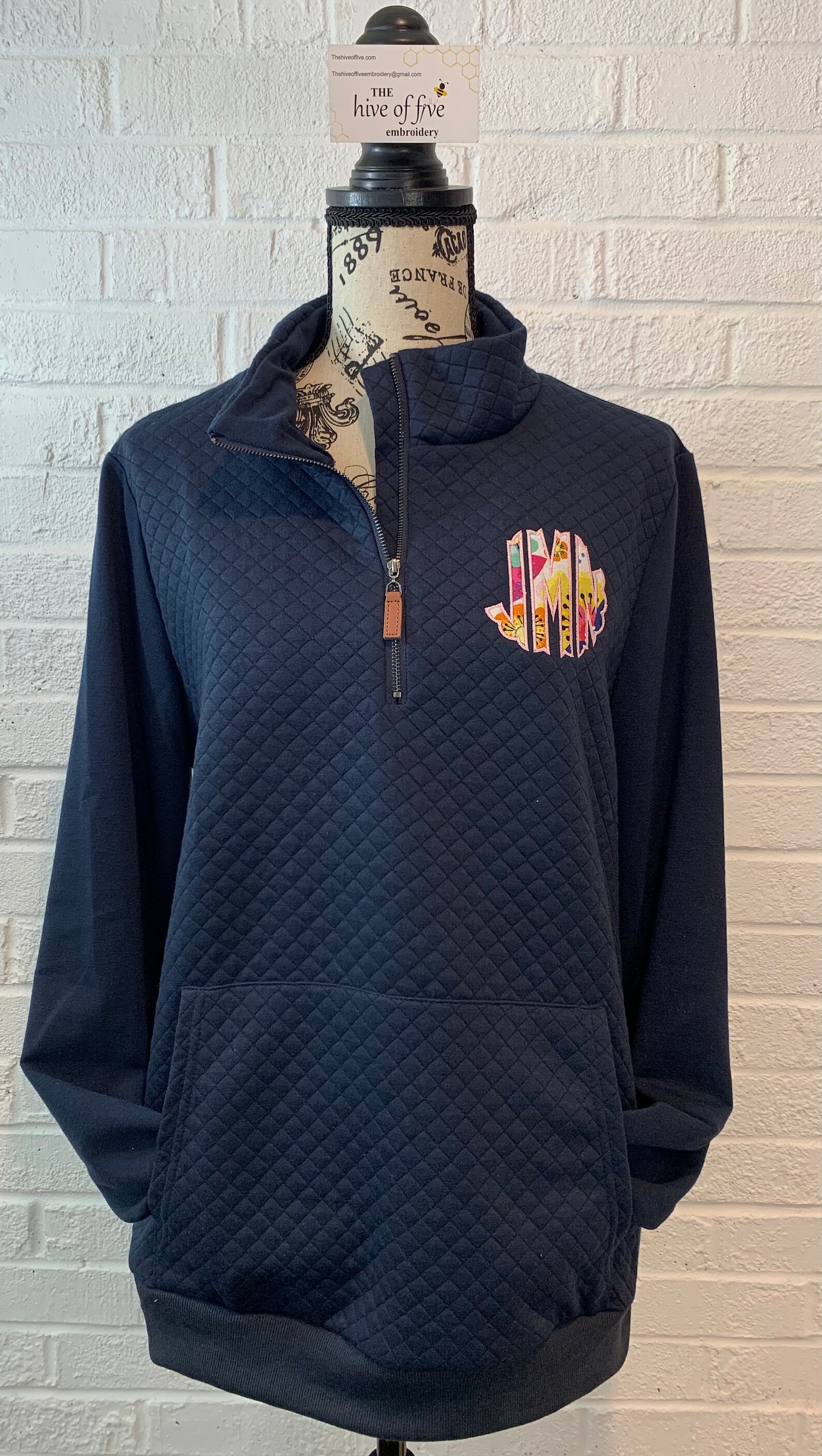 Womens Quilted Monogrammed Quarter Zip Pullover Womens Etsy