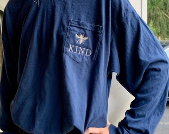 Long Sleeve Comfort Colors Pocket Tee, Monogrammed Long sleeve, Monogrammed Comfort Colors, Pocket Tee, Embroidered Monogram, Personalized