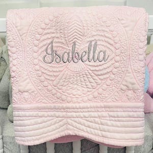 Monogrammed Blanket, Monogram Baby Quilt, Personalized Baby Blanket, New Baby, Baby Girl Quilt, Monogrammed Baby Quilt, Embroidered Blanket