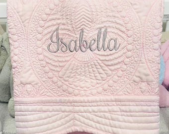 Monogrammed Blanket, Monogram Baby Quilt, Personalized Baby Blanket, New Baby, Baby Girl Quilt, Monogrammed Baby Quilt, Embroidered Blanket