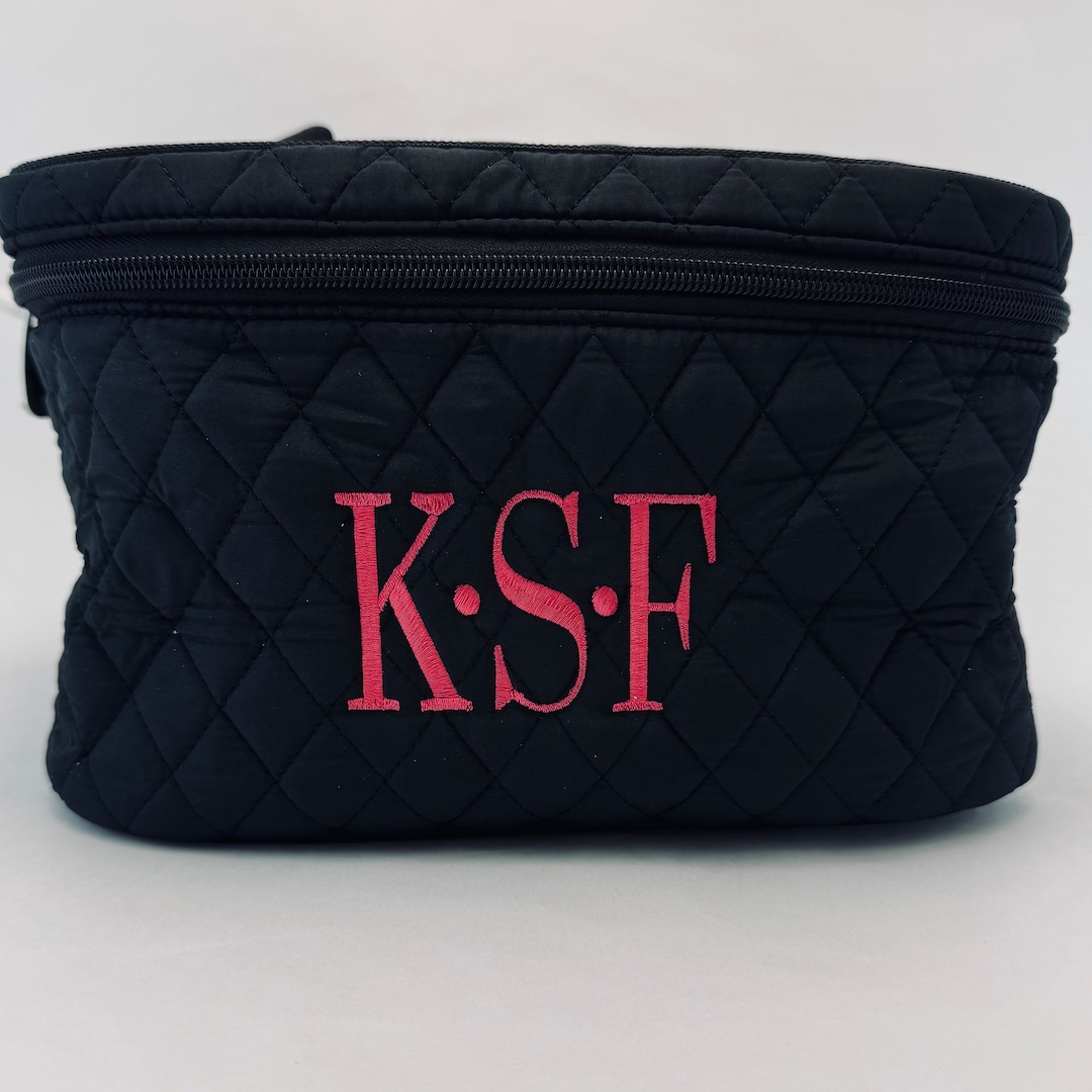 Monogram Train Case, Monogrammed Cosmetic Bag, Personalized Make up Bag