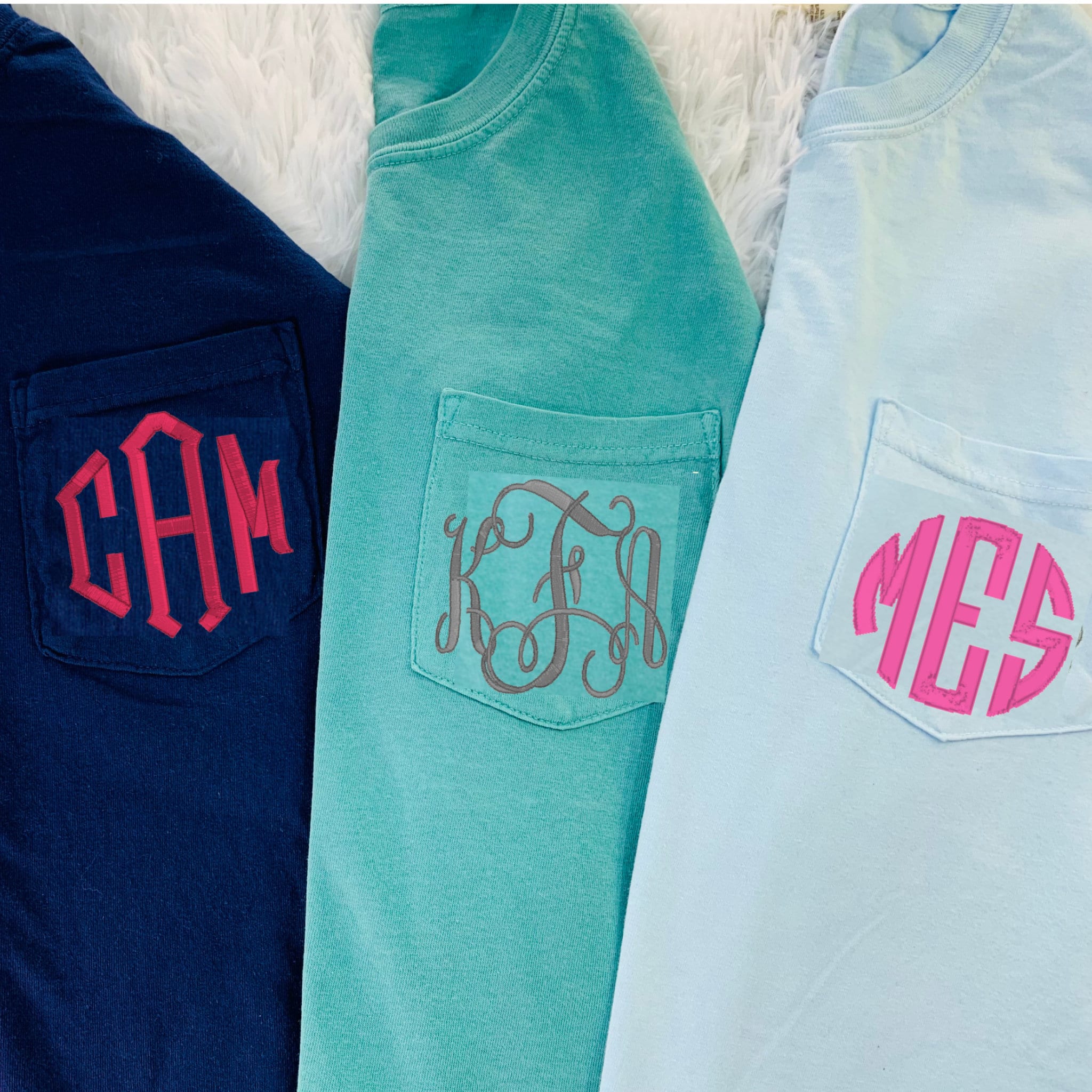 Monogram Long Sleeve Comfort Colors Pocket Tee Monogrammed | Etsy