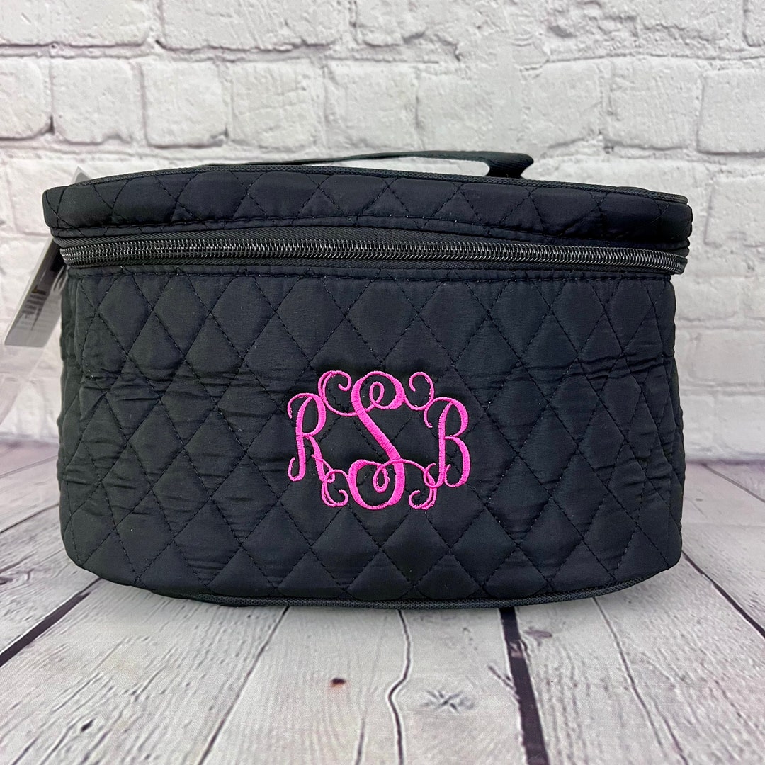 Monogram Train Case, Monogrammed Cosmetic Bag, Personalized Make up Bag