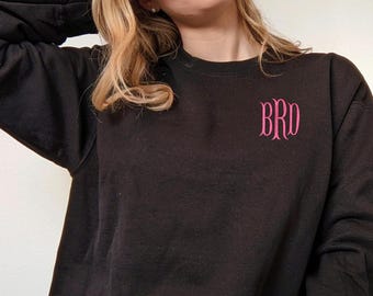 Monogram Crew neck Sweatshirt, Monogrammed Pullover, Monogrammed Sweatshirt, Monogrammed Crew neck, Embroidered Monogram Sweatshirt