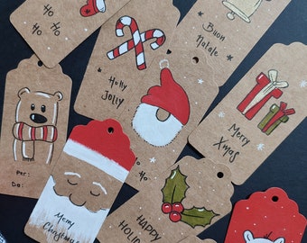 Set of 10 Christmas package tags