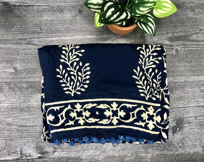 Featured listing image: Lightweight Dark Blue Scarf, Sarong, Wrap, Head Wrap, Home Decor, Handmade, Scarves, Mother’s Day Gift Idea