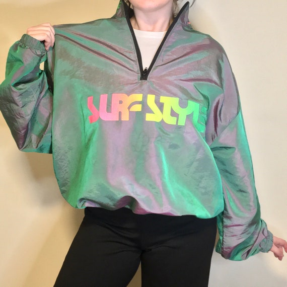 Iridescent Retro Quarter Zip Wind breaker