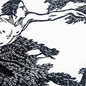 1959 Gwen Raverat  &#39;The Apple&#39; Engraving Printed from the Original Hardwood Block at Print Size Approx. 4 x 1.75 Inches