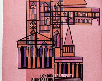 1963 Bus Tour G. B. Karo 1961 Original Vintage Druck - London Transport - Stadtbesichtigung - Bus Rundfahrten - Tourismus - Décor