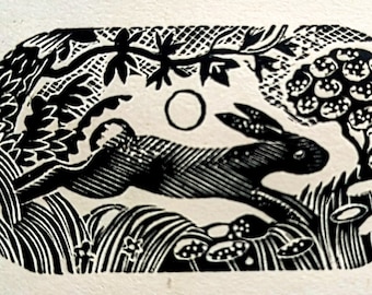 1949 John O' Connor Hare A Woodcut Engraving For The Golfer's Manual (Dropmore Press 1947)  Print Size Approx. 2 x 1 inches.