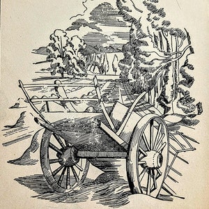 1946 John Nash 'Men and The Fields' Holzstich - Britischer Künstler - Größe ca. 10x9cm