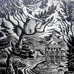 1946 Eric Ravilious Wood Engraving For Elm Angel Published in Faber and Faber Ariel Poems Print Size Approx. 4.75 x 3  Inches