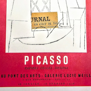 1957 Pablo Picasso Papier Collés-Dessins -Lithograph - Poster Art Size 14 x 10 inches