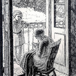 1959 Gwen Raverat &#39;The Balcony&#39; Engraving Printed from the Original Hardwood Block Print Size Approx. 2.5 x 4 Inches