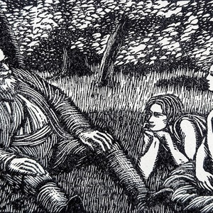 1959 Gwen Raverat  &#39;The Tale of Philetas&#39; Engraving Printed from the Original Hardwood Block Print Size Approx. 2.5 x 4 Inches