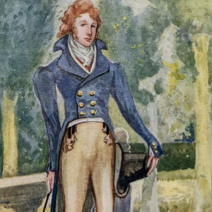 1907 A Man of the Time of George IV Original vintage Print - English Costume - Fashion - Historical Dress