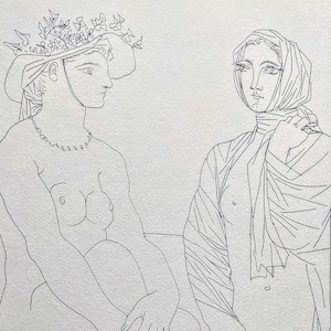 1956 Pablo Picasso Paris, January 29, 1934 (Two Women). Etching 1950&#39;s Vintage Print