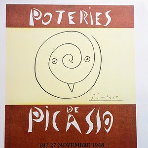 1957 Pablo Picasso Litografia Wystawa Plakat - Picasso zaprojektowany na własne wystawy ceramiki - Ceramika - Plakat Rozmiar sztuki 14 x 10 cali