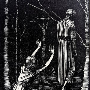 1959 Gwen Raverat &#39;Clerk Saunders&#39; (Illustration to a Ballad) Printed from the Original Hardwood Block Print Size Approx. 3.5 x 2.5 Inches