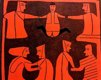 1974 High Play Oonark/Tavniq/Toolooktook  Vintage Print - Inuit Art - Canadian Artists  - Wall Décor