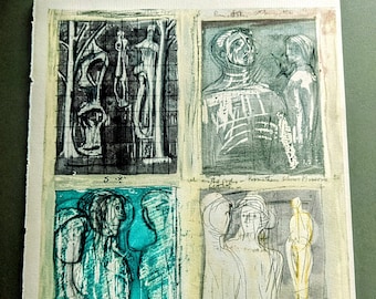 1952年 ヘンリー・ムーア リトグラフ 「Tête de Prométhée-Prometheus