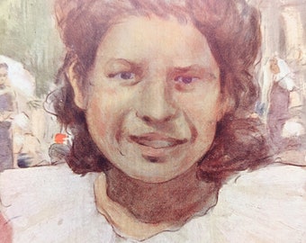 1904 Mexican Girl Mexico Original Vintage Print - World's Children - Portrait - Antique - Mounted and Matted