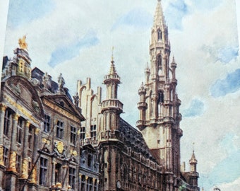 1908 Amédée Forestier Hôtel de Ville, Brussels (showing La Maison des Bras- seurs, La Maison du Cygne, and La Maison de l&#39;Etoile. Wall Décor