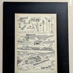 1922 Train Carriages & Railway lines Original Vintage Print - Locomotives - Steam Trains - Railway Station -  Mounted and Matted -Wall Décor